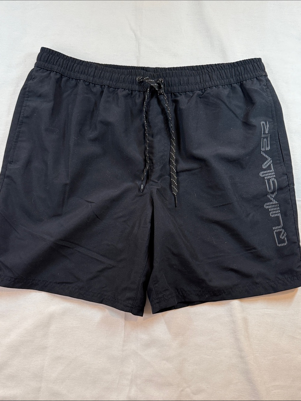 Quiksilver Volley Swim Trunks Surf Board Shorts Black Tonal Logo L